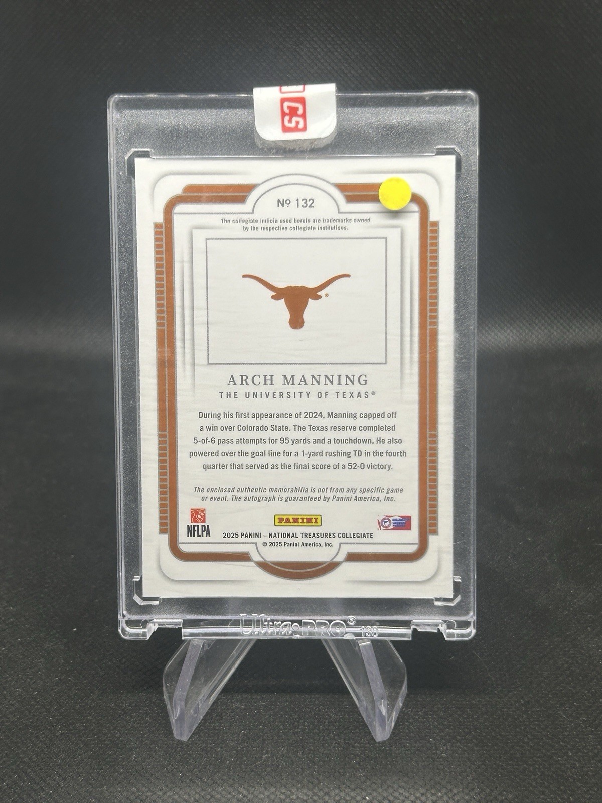 2025 National Treasures #132 Arch Manning /99 Auto Rated Prospect RPA Texas Card