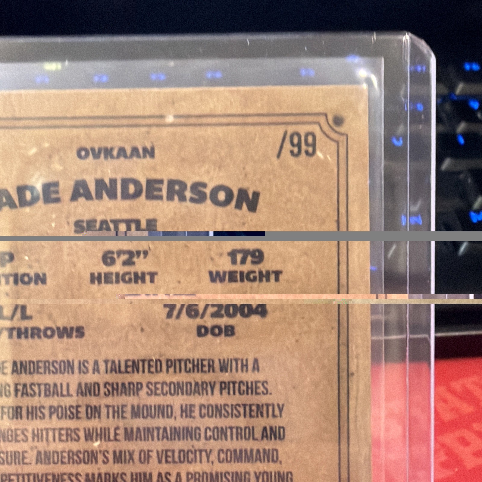 2025 Onyx Vintage Extended Orange Border /99 Kade Anderson #OVKAAN