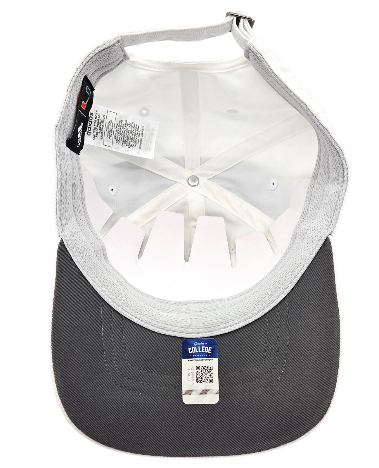 Miami Hurricanes Adidas Locker Room Slouch White Relaxed-Fit Strapback Hat Cap