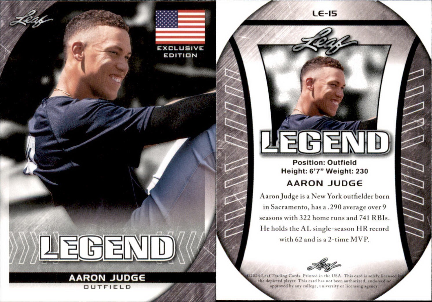 2024 Leaf LEGEND EXCLUSIVE AARON JUDGE LE-15 NEW YORK YANKEES