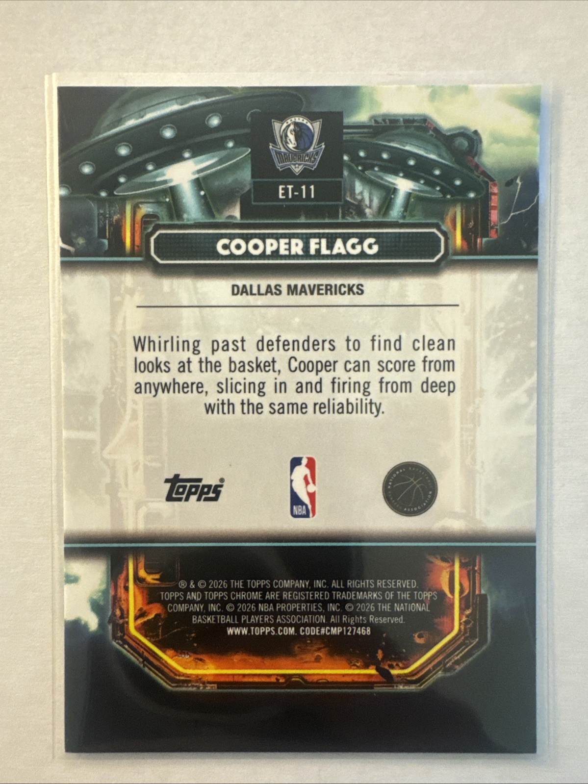 2025-26 Topps Chrome Cosmic #ET-11 Cooper Flagg Extraterrestrial Talent RC