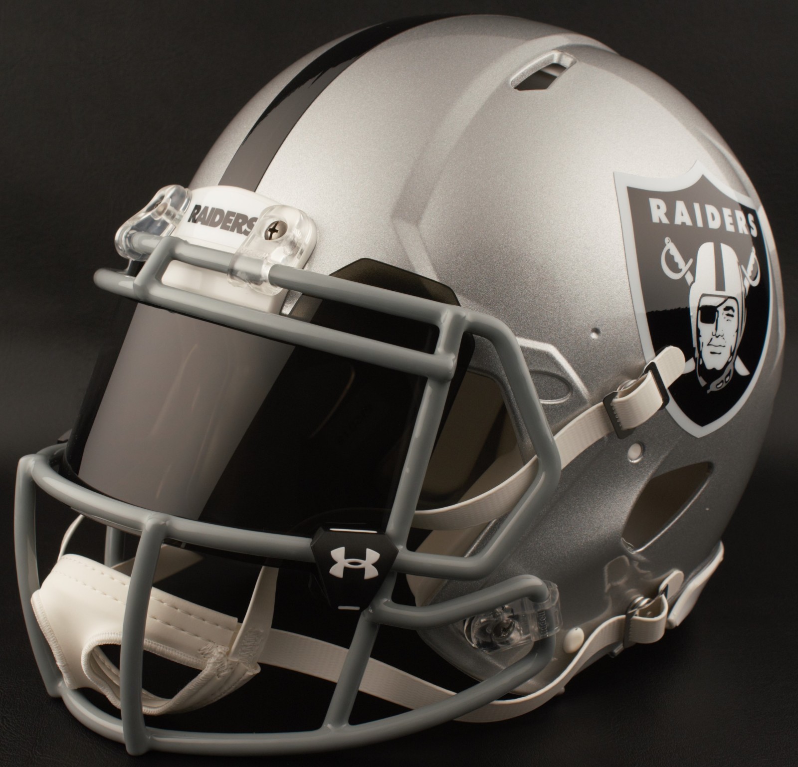 OAKLAND RAIDERS NFL Football Helmet with BLACK-TINT Visor / Eye Shield