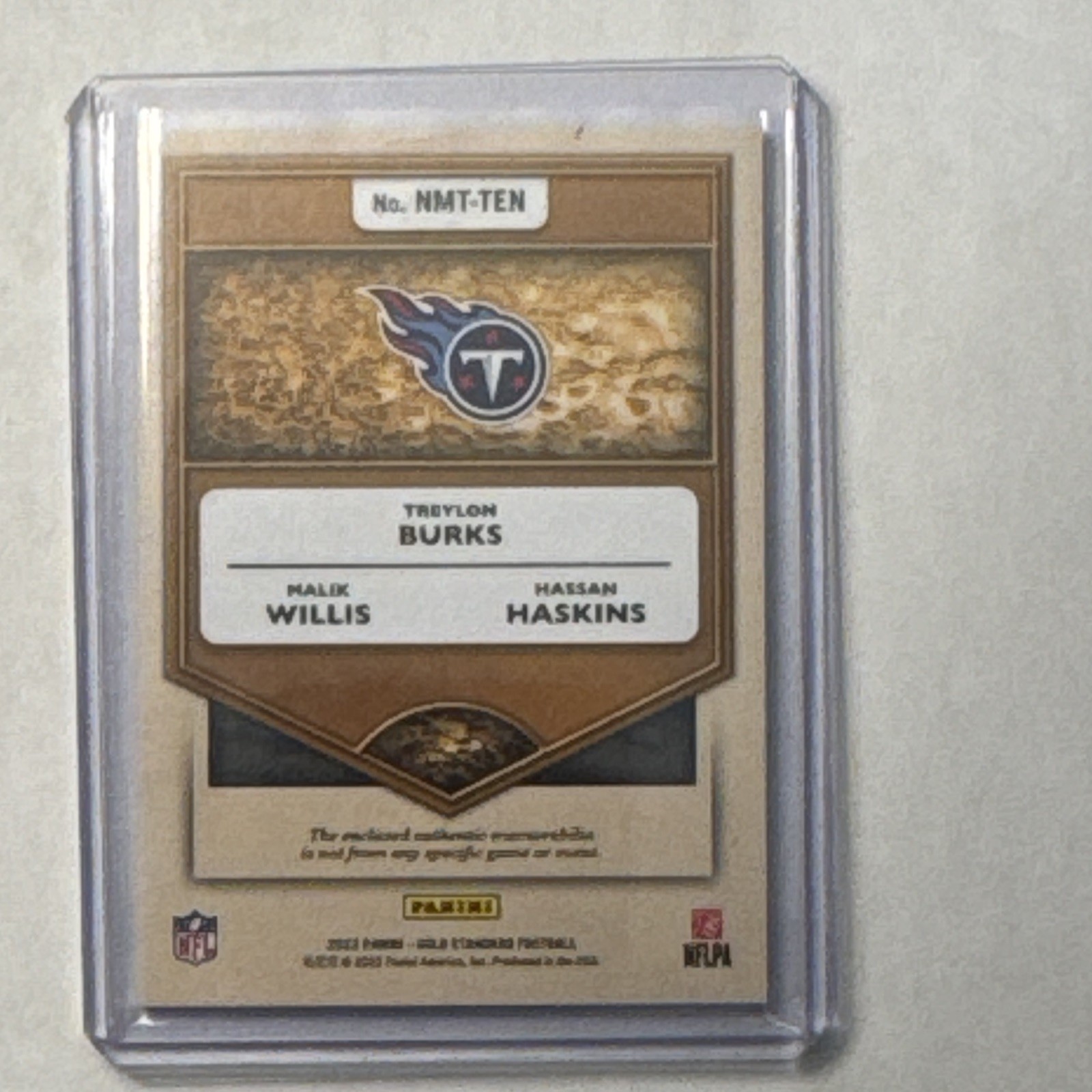Panini 2022 Gold Standard Burks Willis Haskins Titans NMT-TEN Memorabilia #/49