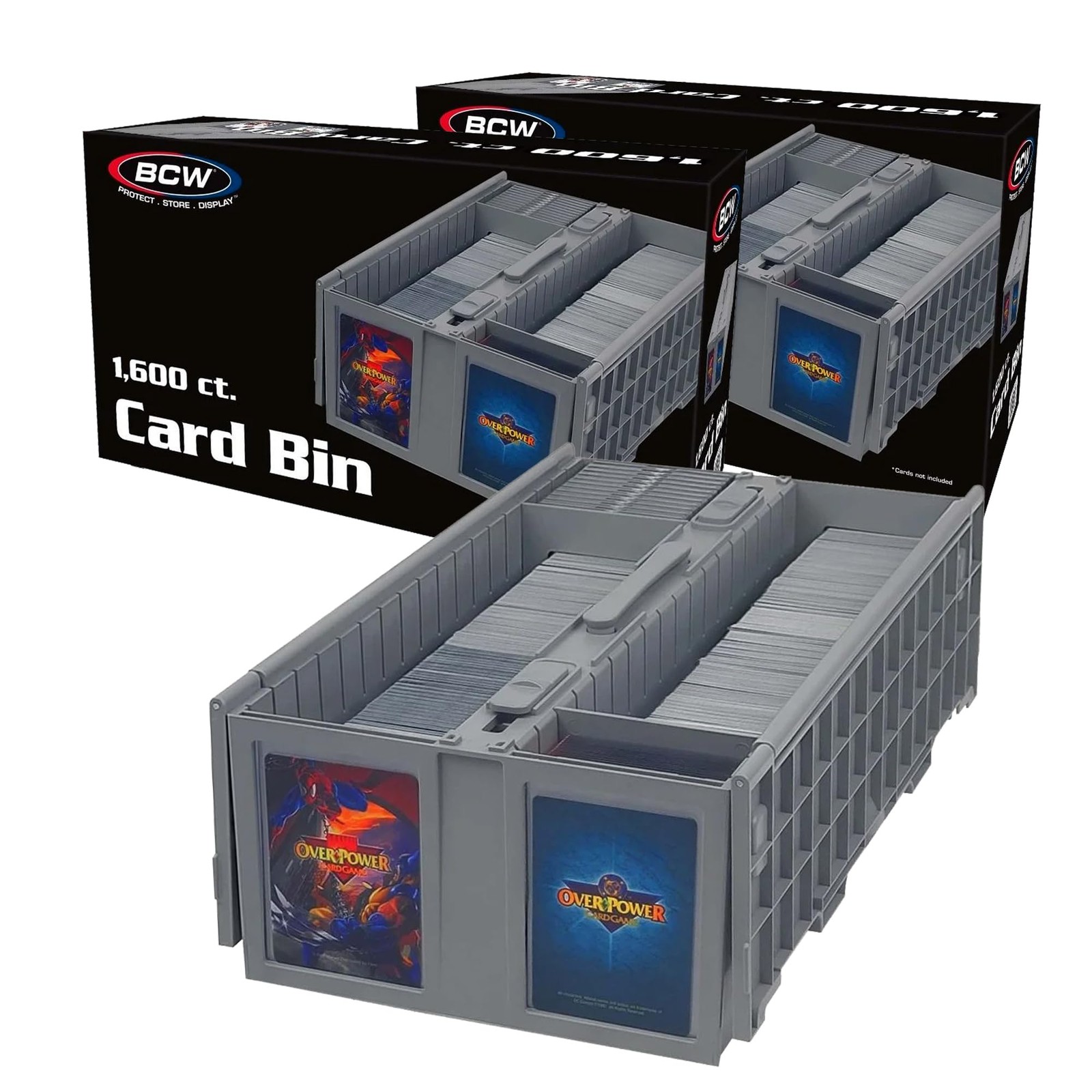 Collectible Card Bin – (2-Pack, Gray) | Holds up to 1600 Cards | Plastic Stor…
