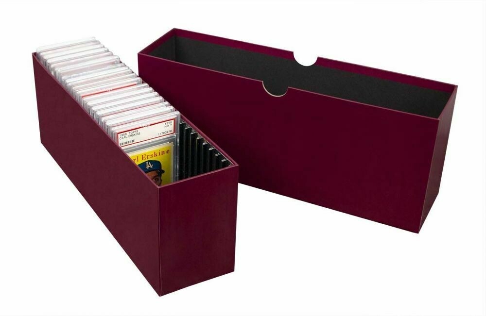 New Burgundy BCW Slotted Graded Trading Card Storage Box – Holds 26 PSA Slabs