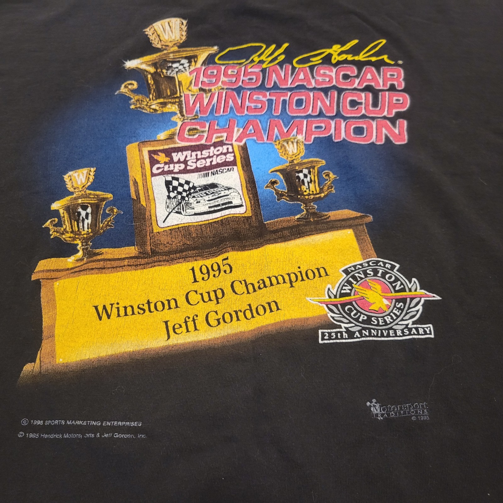 VTG NASCAR Jeff Gordon T Shirt XL #24 1995 Winston Cup Champion Double Sided Blk