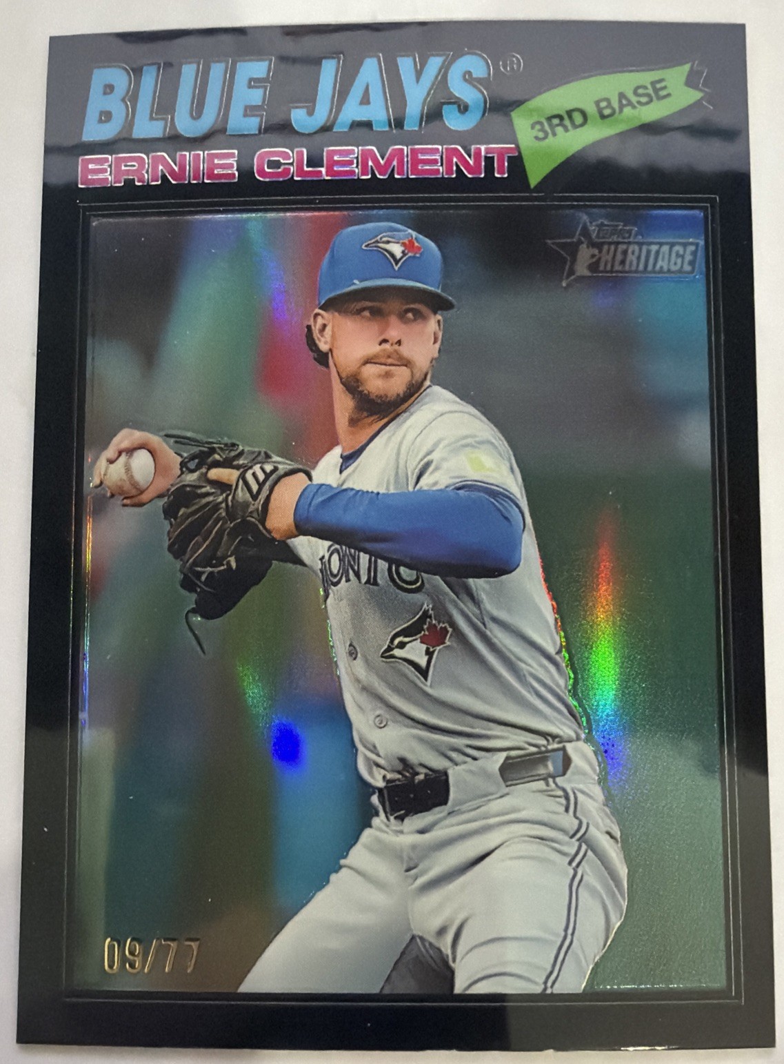 2026 Topps Heritage – Ernie Clement #21 Chrome Black Refractor /77