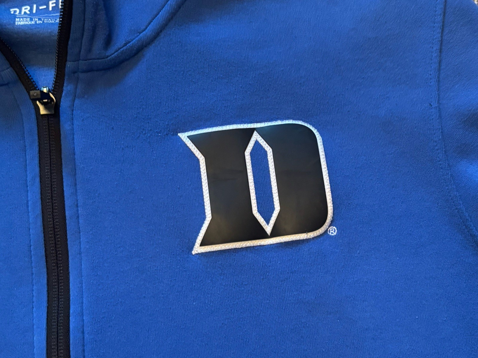Duke Blue Devils Nike Hoodie Mens Medium/ Large Full Zip Sweatshirt Blue Dri-Fit
