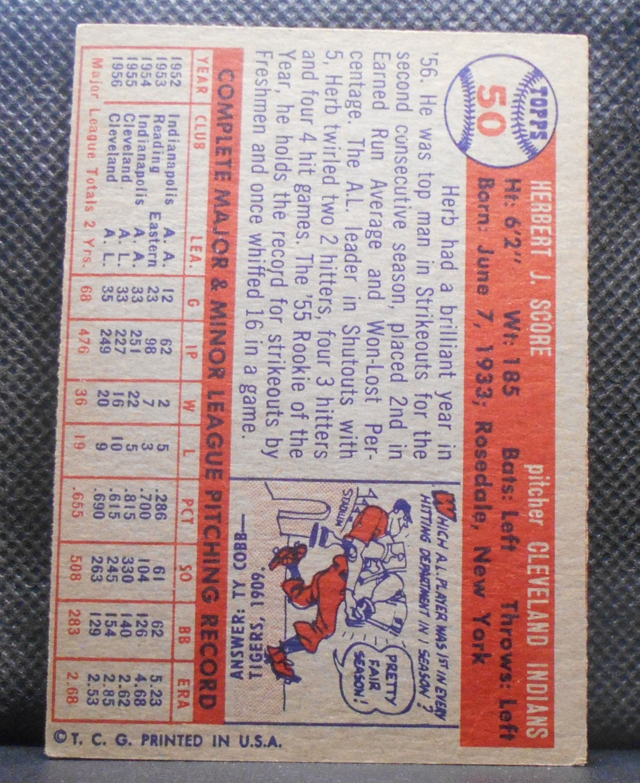 1957 Topps Set-Break # 50 Herb Score
