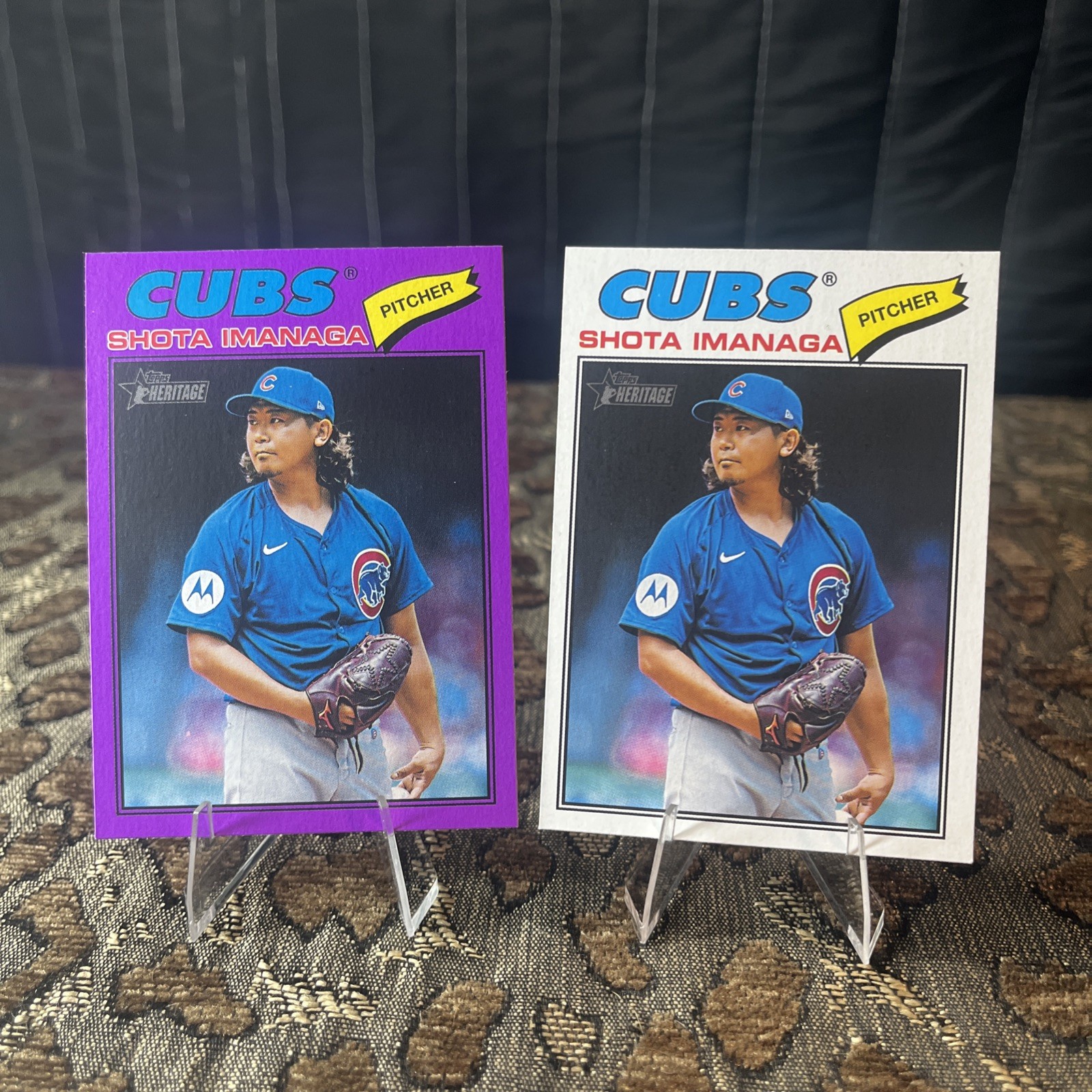 2026 Topps Heritage Shota Imanaga Purple Border + Base #202 Cubs