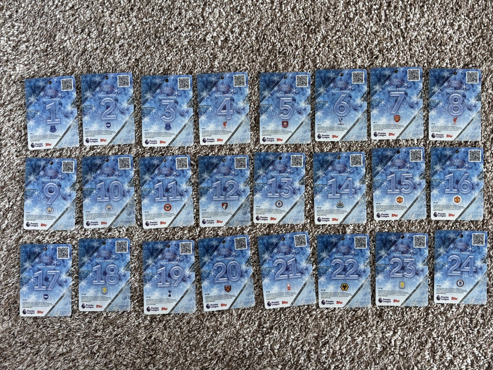 2025-26 Topps Premiere League Festive Freeze 24 Card Set Advent Calendar Holiday