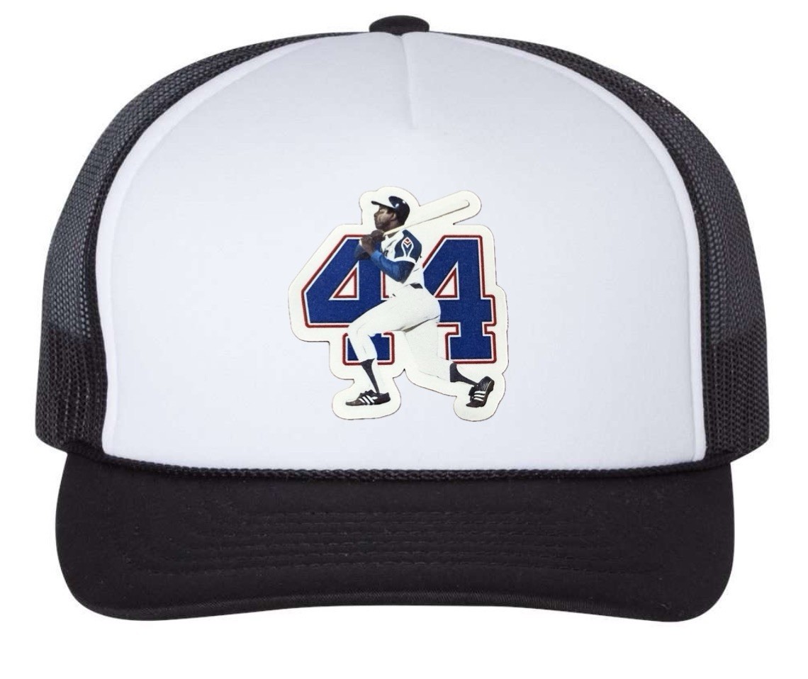(LOT OF 2) Hank Aaron 44 HOF Home Run King 3in. Jersey Iron On Ready Patch