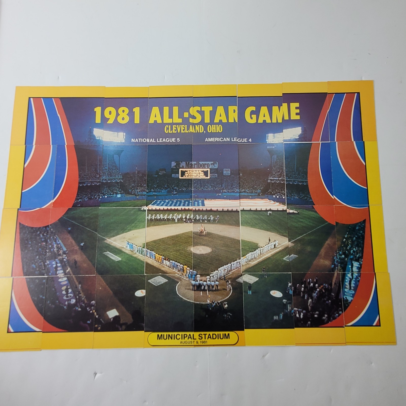 1981 Fleer Baseball Sticker Puzzle AL/NL All Star Game Complete 32 Piece