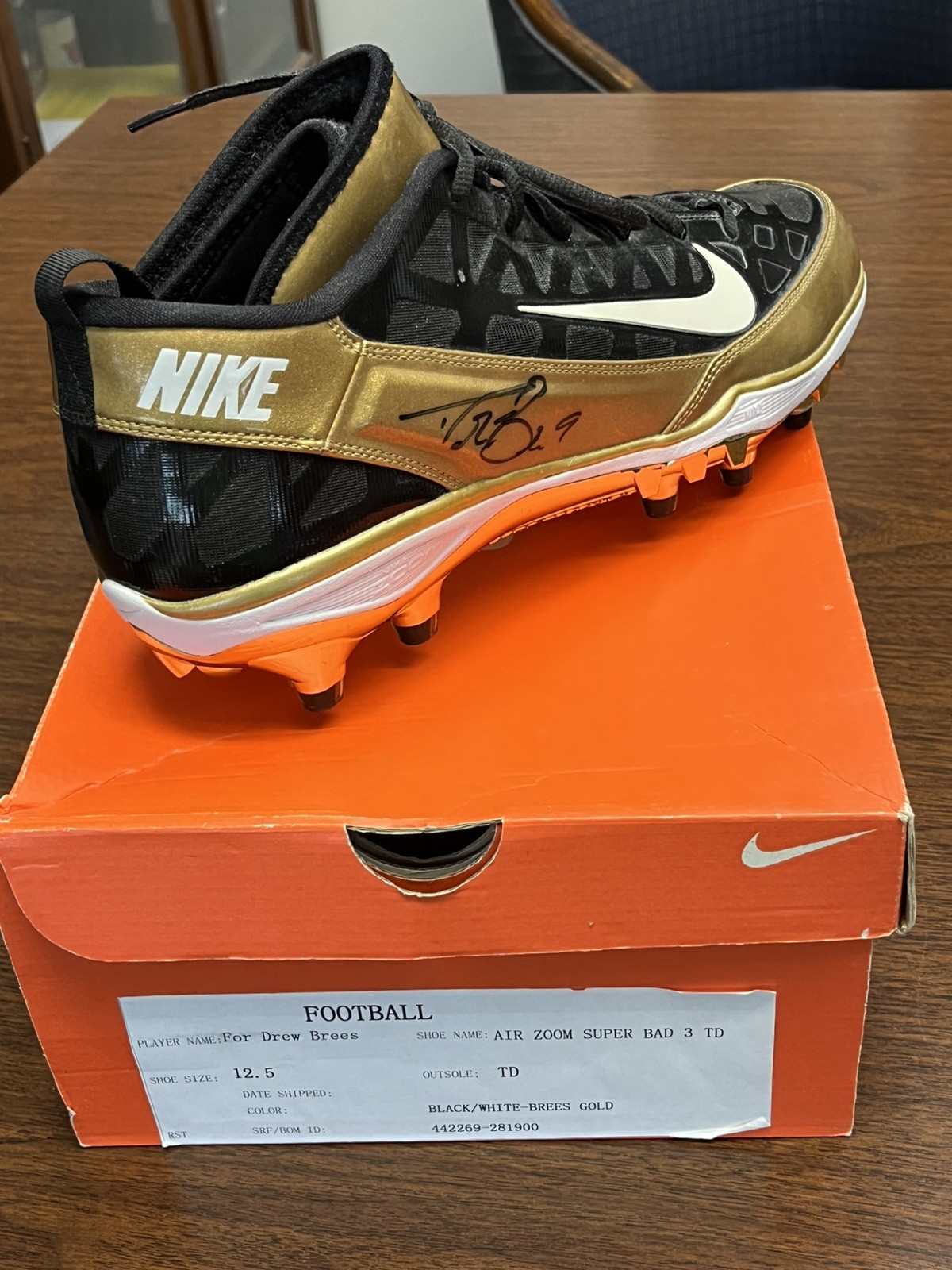 DREW BREES Game Shoe autographed Nike Super Bad 3 w/ BOX NEW unworn Saints HOF