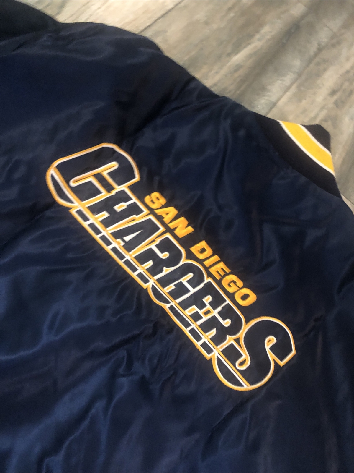 DeLong San Diego Chargers NFL Satin Jacket Double Sided Men’s XL Vintage 90s