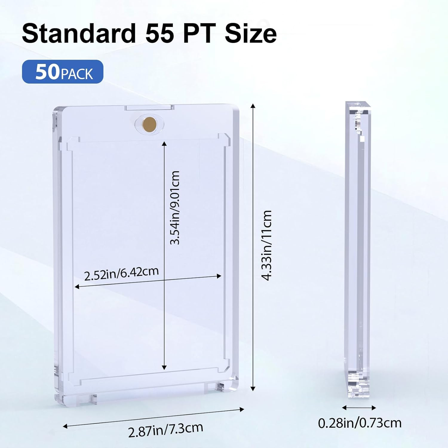 50Ct Magnetic Card Holder, 55Pt One Card Touch Holders for Trading Cards, U-V Pr