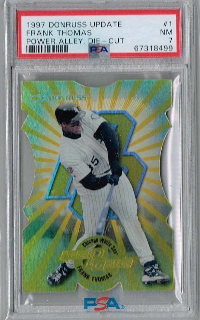 1997 Donruss Update Power Alley 1 Frank Thomas Die-Cut PR 250 PSA 7 3662*