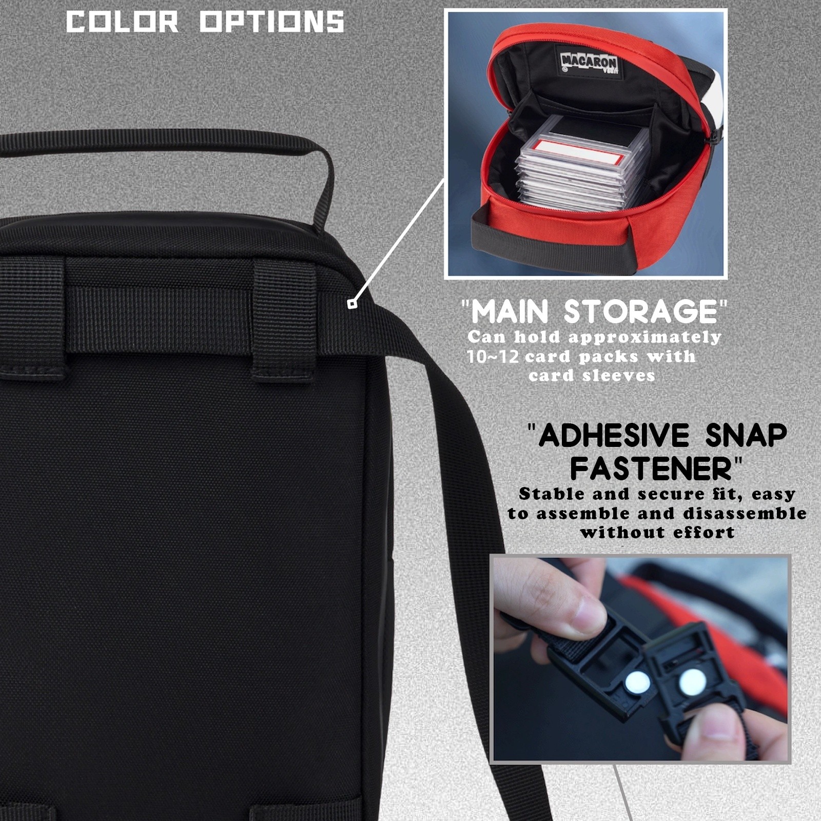 Graded Card Show Bag with Detachable Shoulder Strap Front Clear Window Display