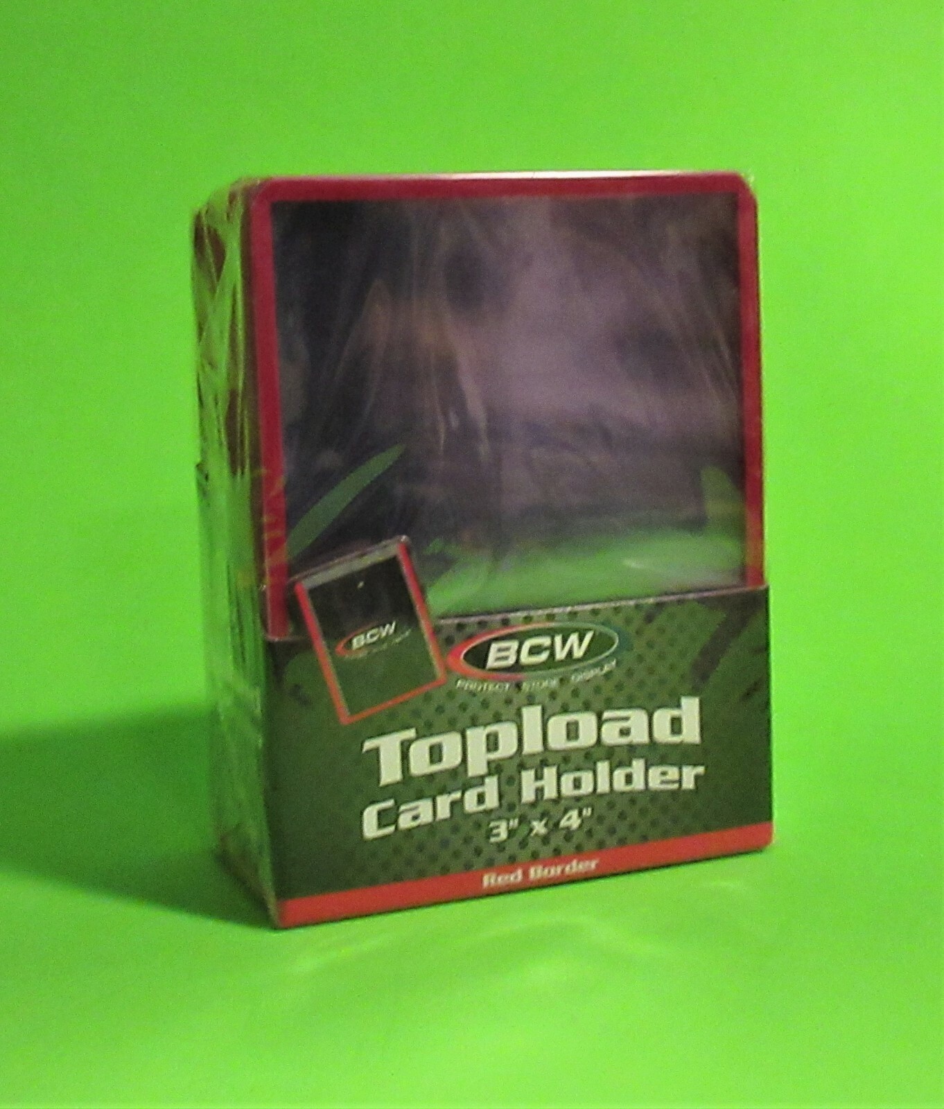 25 TOPLOAD CARD HOLDERS – RED BORDER, FOR TRADING CARDS, 12M 3 X 4 RIGID PLASTIC