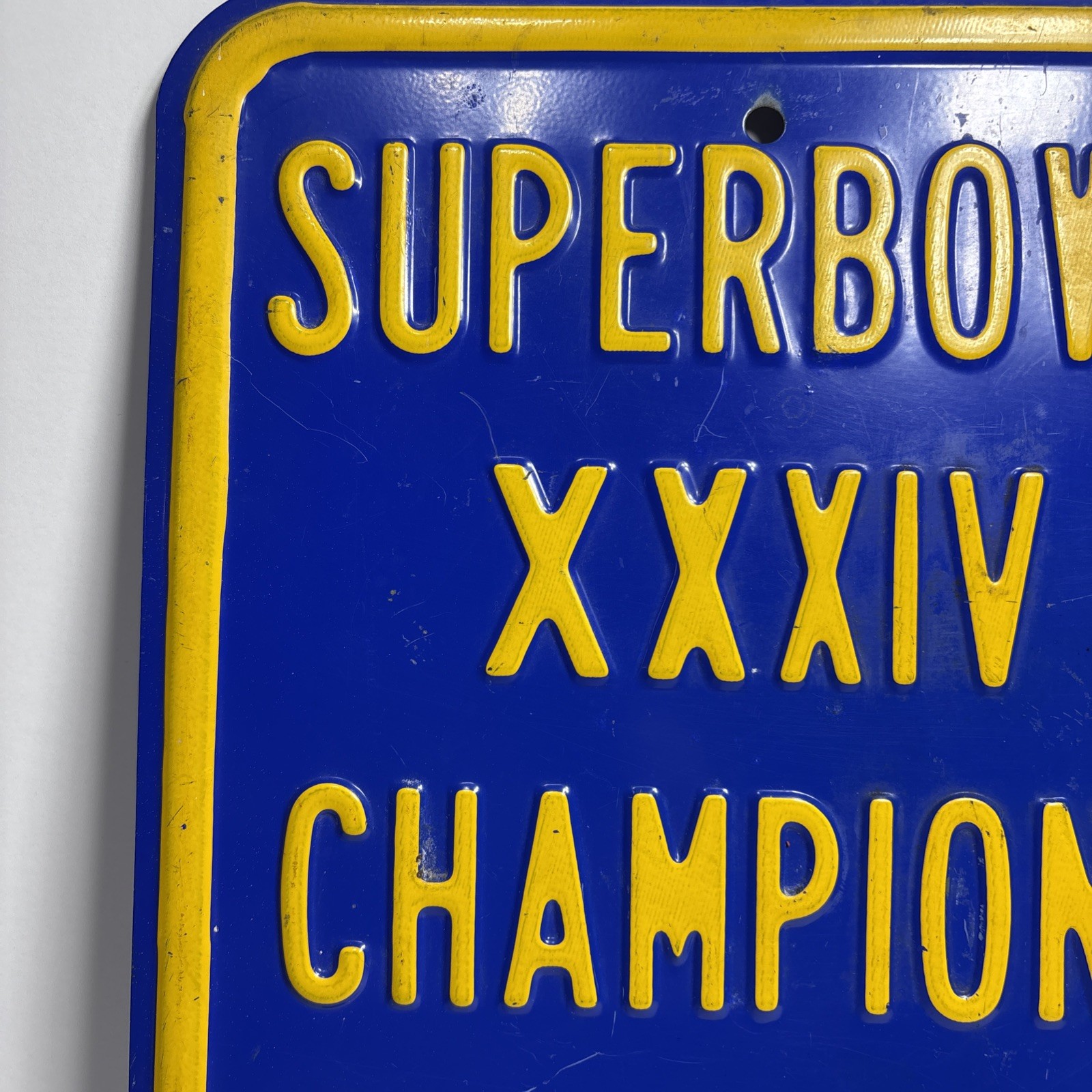 Vintage St.Louis Rams XXXlV Super Bowl Metal Sign 12”x173/4” 2lbs13 Oz Preowned