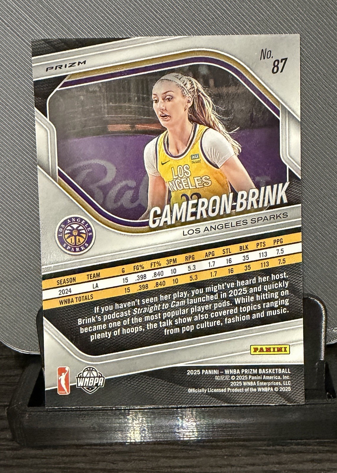 2025 Panini Prizm WNBA Cameron Brink White Seismic Prizm #87