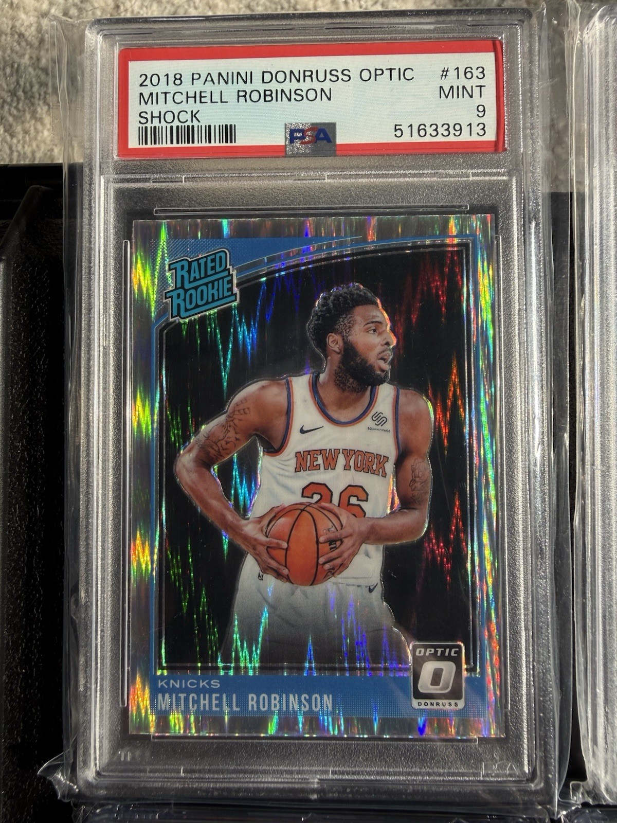 Mitchell Robinson 2018 Panini RC PSA 9 lot: Shock, Holo, Orange Laser, Base Auto
