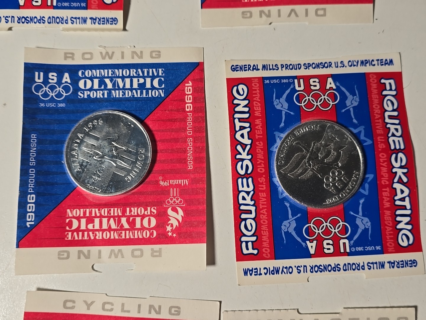 Vintage Lot of 13 General Mills Commemorative Olympic Sports Medallions