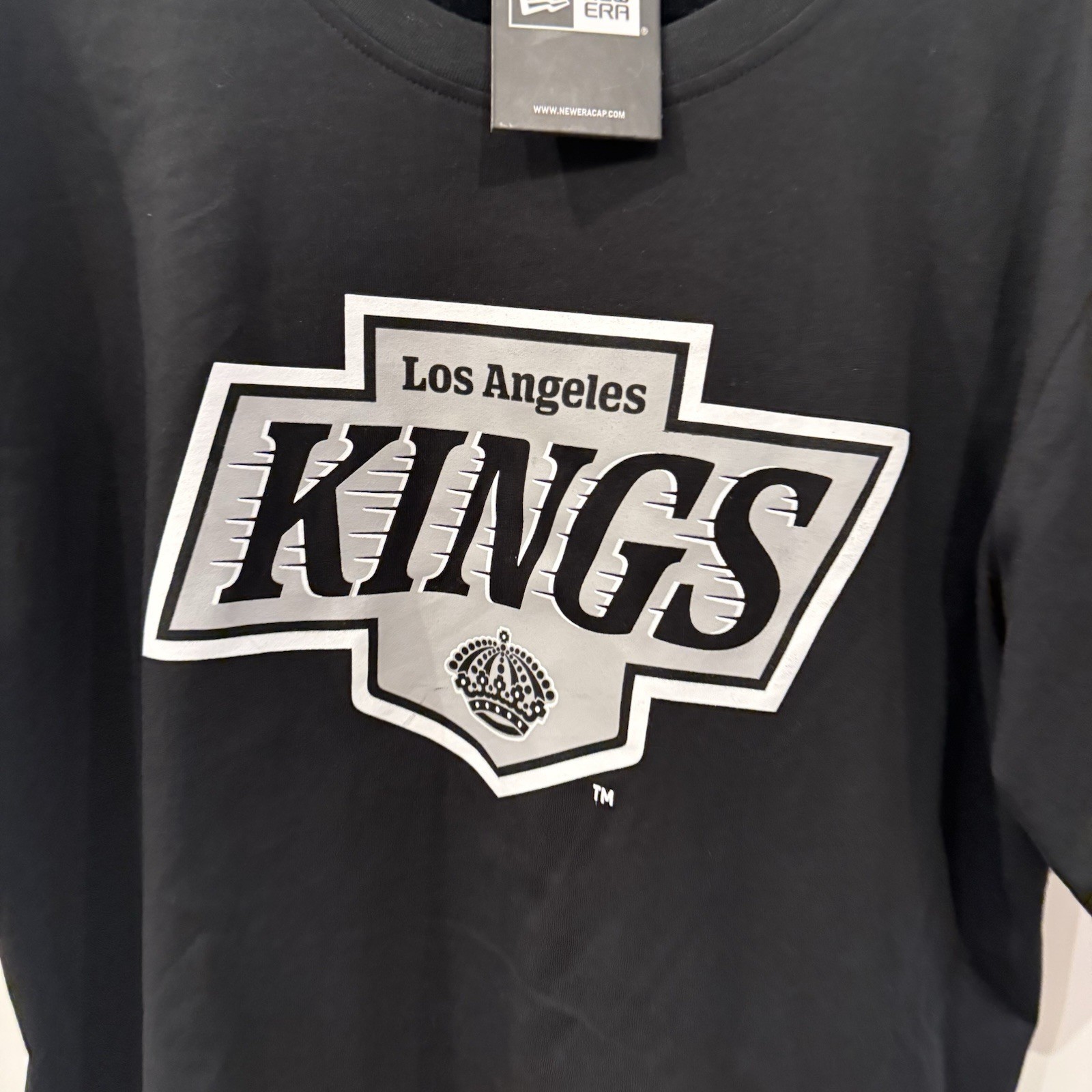 LA Kings New Era T Shirt Large Black New Era Stitch In Side
