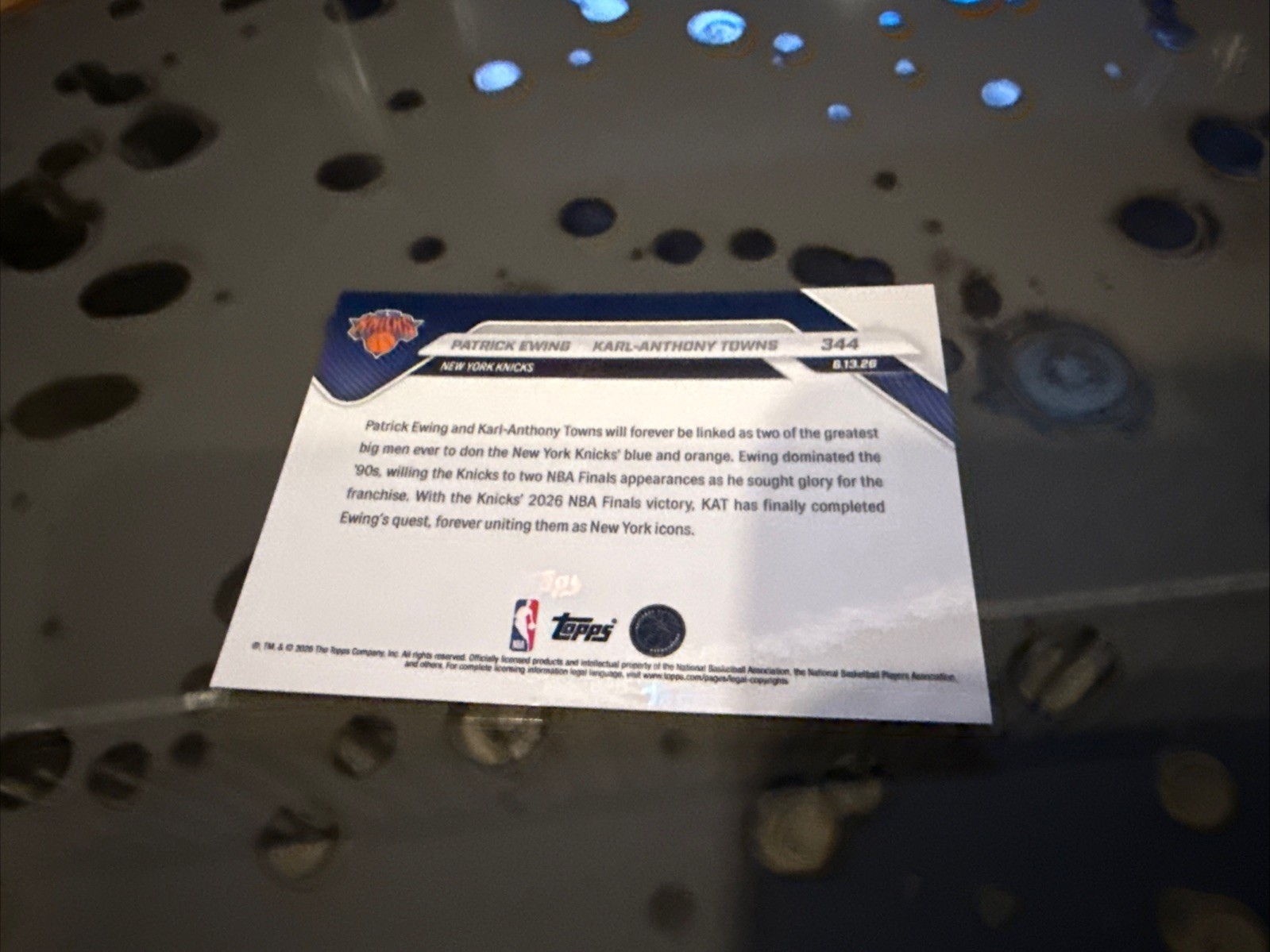 Patrick Ewing Karl-Anthony Towns 2025-26 NBA Topps NOW Card 344 Knicks