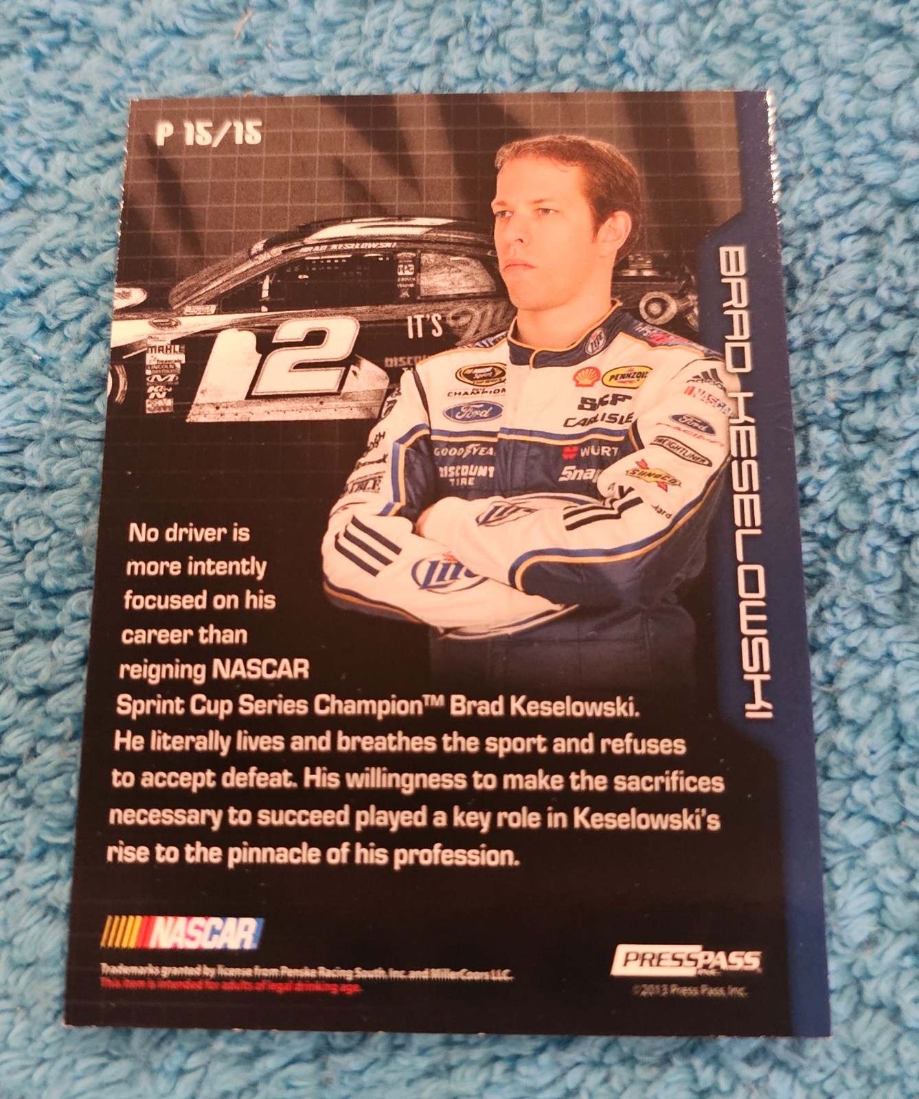 2013 Press Pass Ignite Profile NASCAR Brad Keselowski #P 15/15