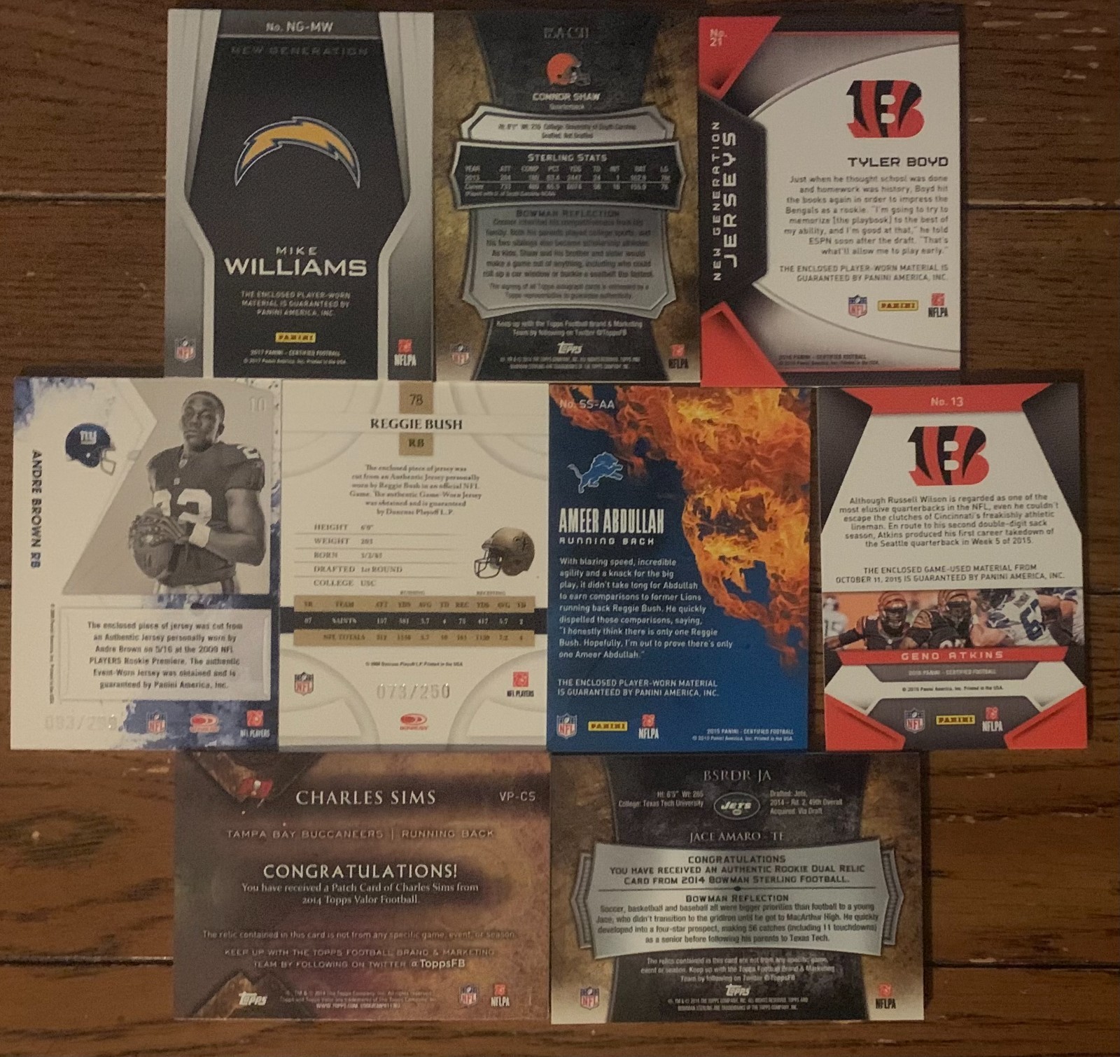 NFL – National Football League – Relic Cards – Lot of 9 – Premium Brands