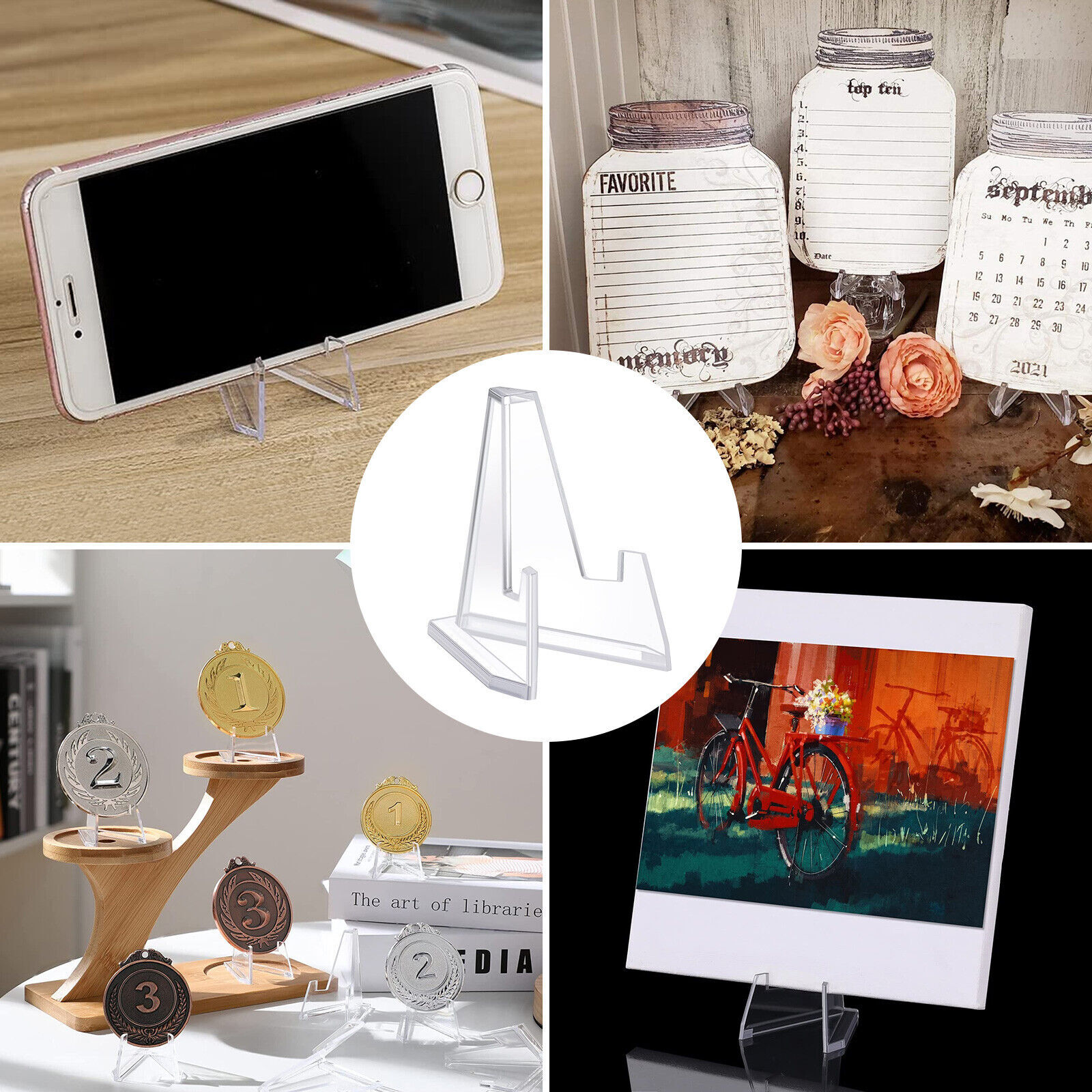 20× Coin Display Stands Paper Card Easel Small Size Holder Clear Plastic Durable