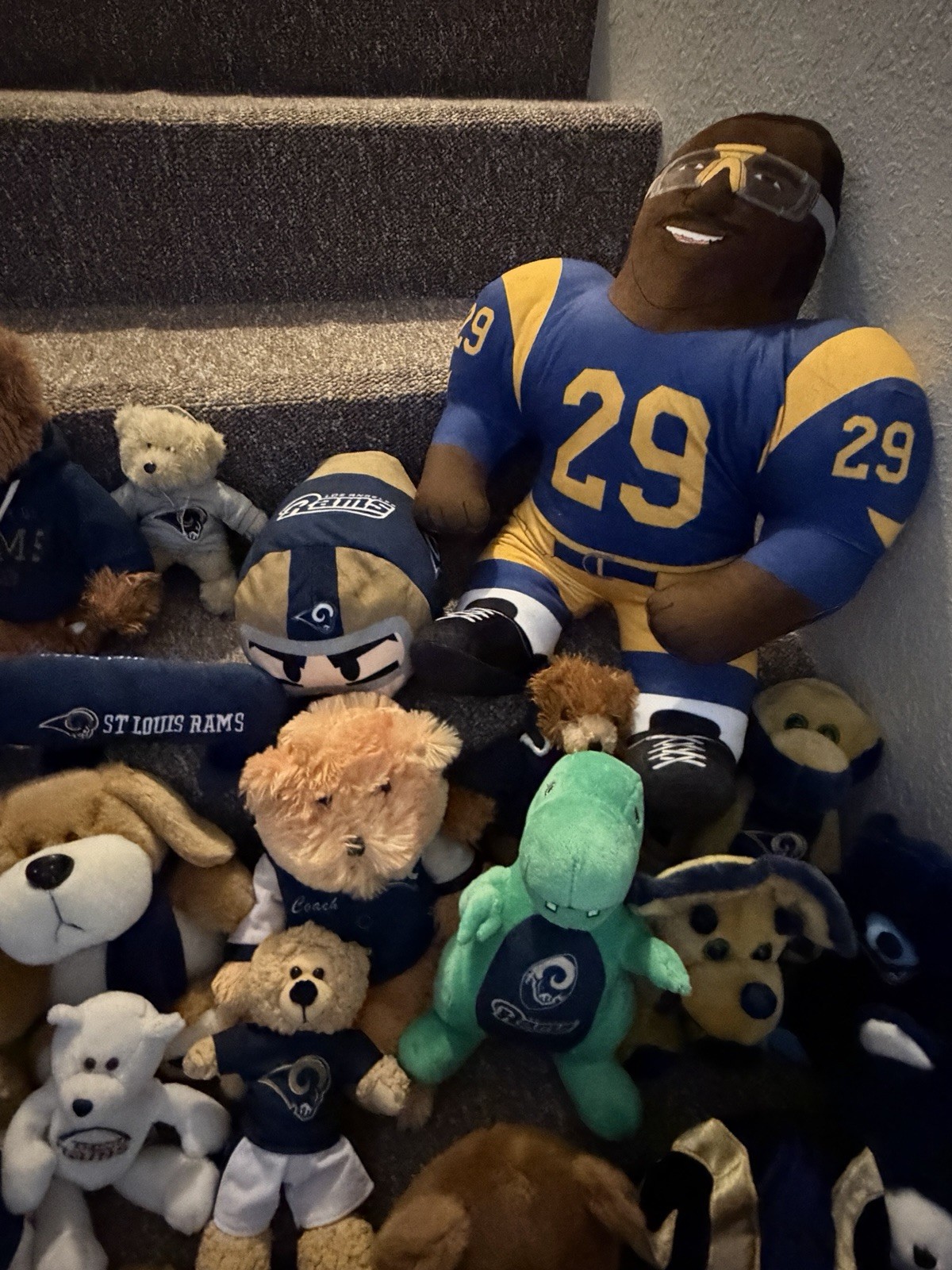 HUGE NFL LA ST LOUIS RAMS 42 PC MASCOT PLUSH LOT LICENSED VINTAGE MERCH PLAYERS