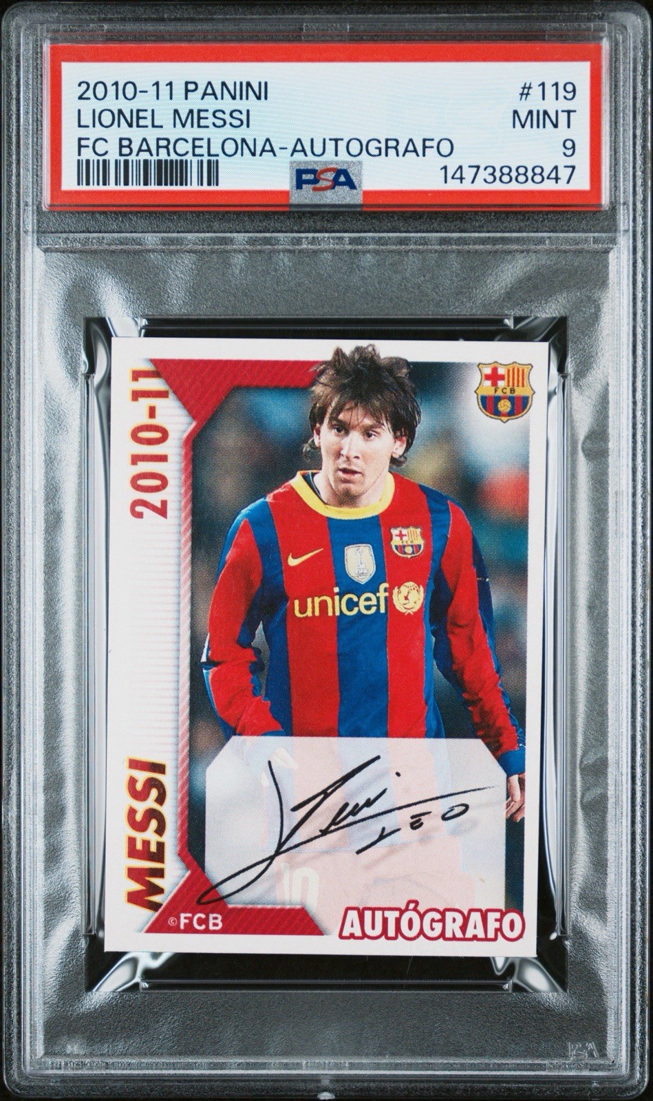 2010-11 PANINI FC BARCELONA #119 LIONEL MESSI FC BARCELONA-AUTOGRAFO