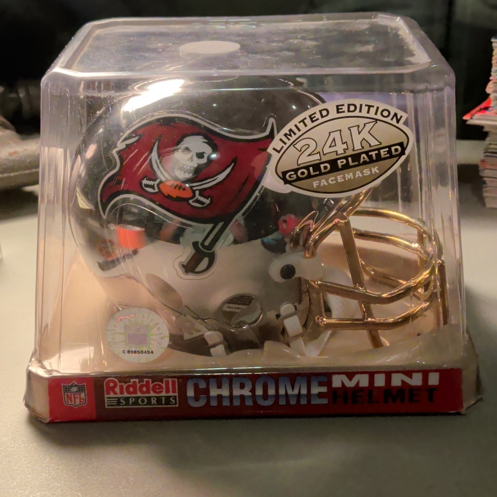 Riddell Tampa Bay Buccaneers NFL Chrome Mini Helmet w/ 24K Gold Facemask