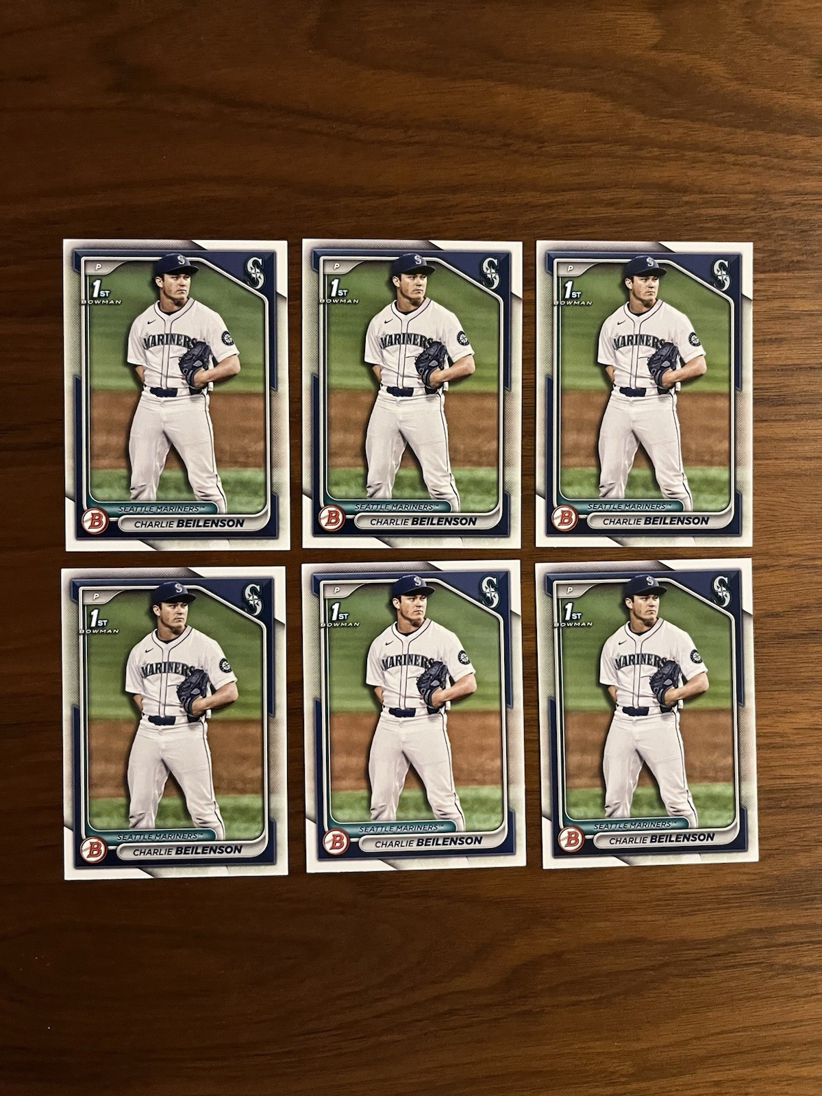 2024 Bowman Draft Paper Charlie Beilenson Seattle Mariners #BD-132 6 Card Lot