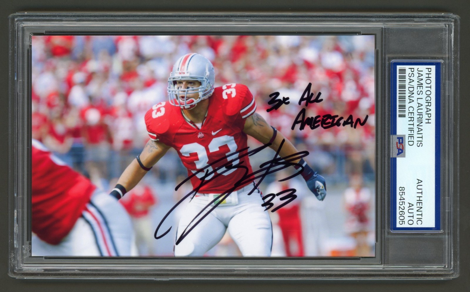 James Laurinaitis Signed Photo (PSA) All American Inscription Ohio State Auto