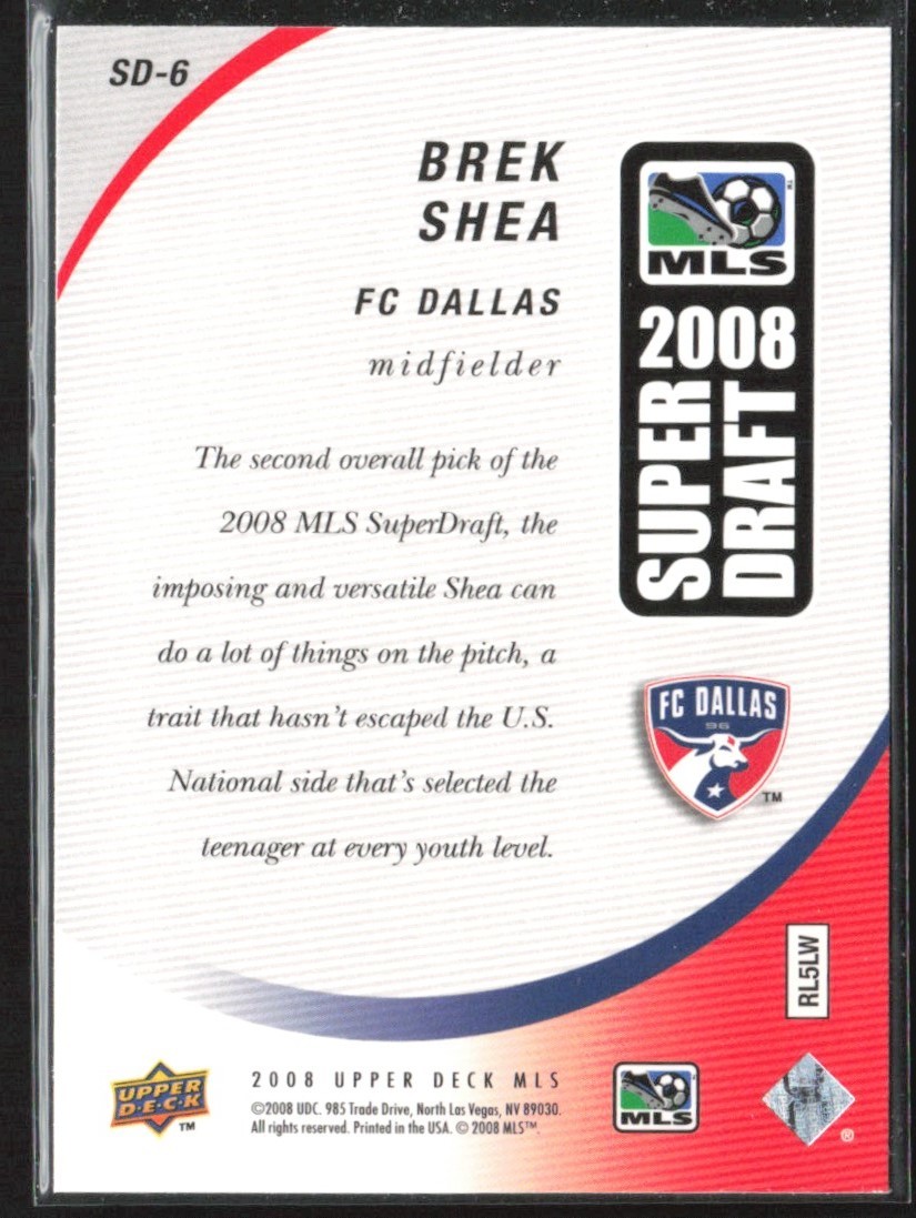 Brek Shea 2008 Upper Deck MLS Super Draft #SD-6 FC Dallas