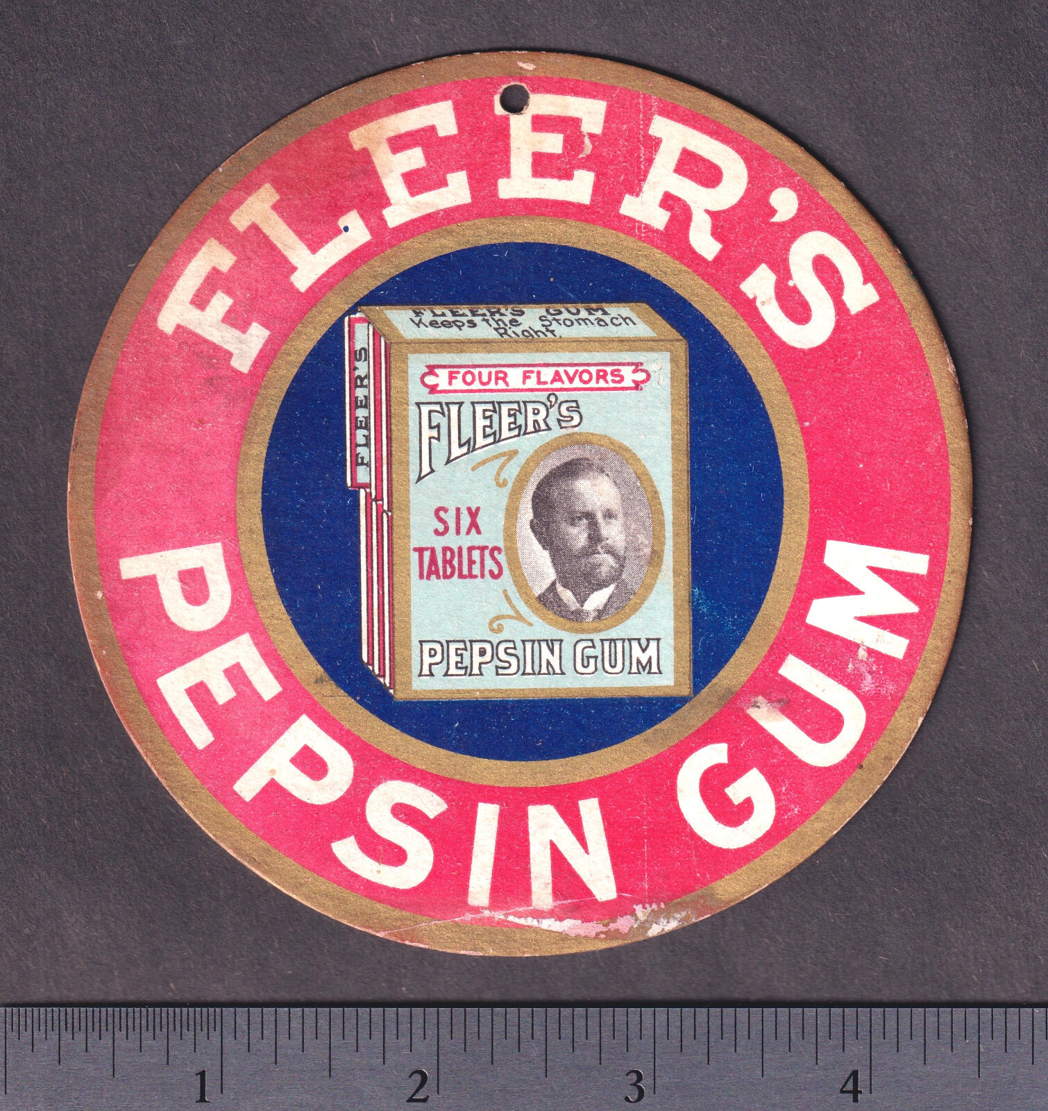 Fleers c 1898 Pepsin Chewing Gum Scarce 4.2 Store Die-Cut Advertising Trade Card
