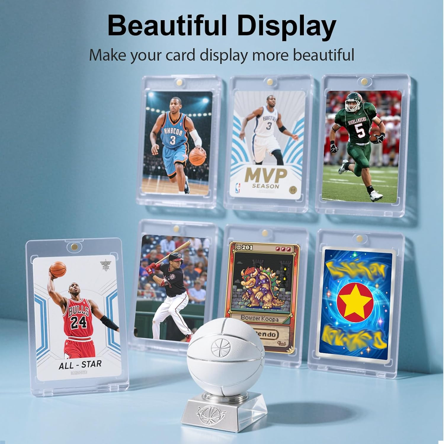 50Ct Magnetic Card Holder, 55Pt One Card Touch Holders for Trading Cards, U-V Pr