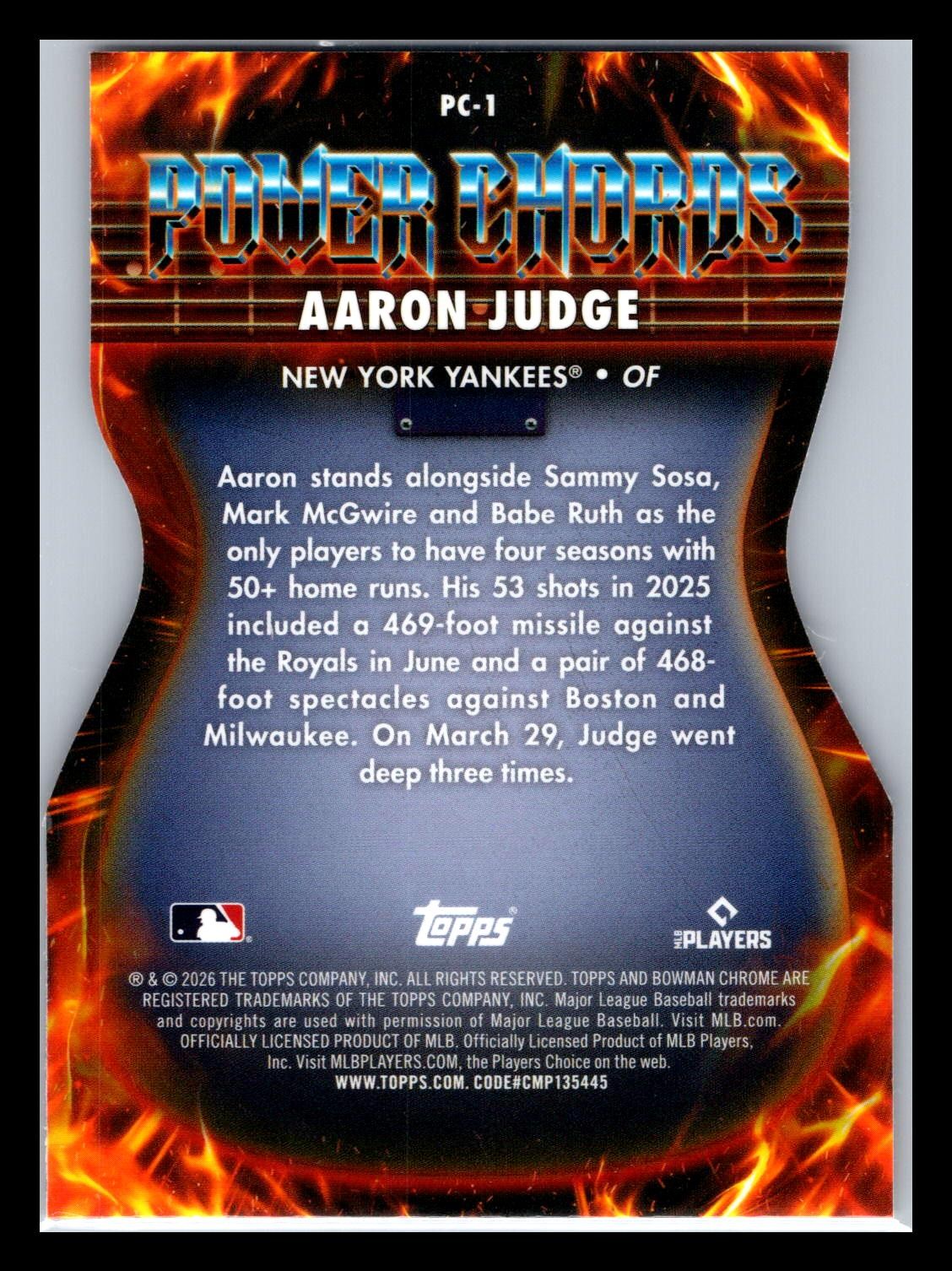 2026 Bowman #PC-1 Aaron Judge Power Chords