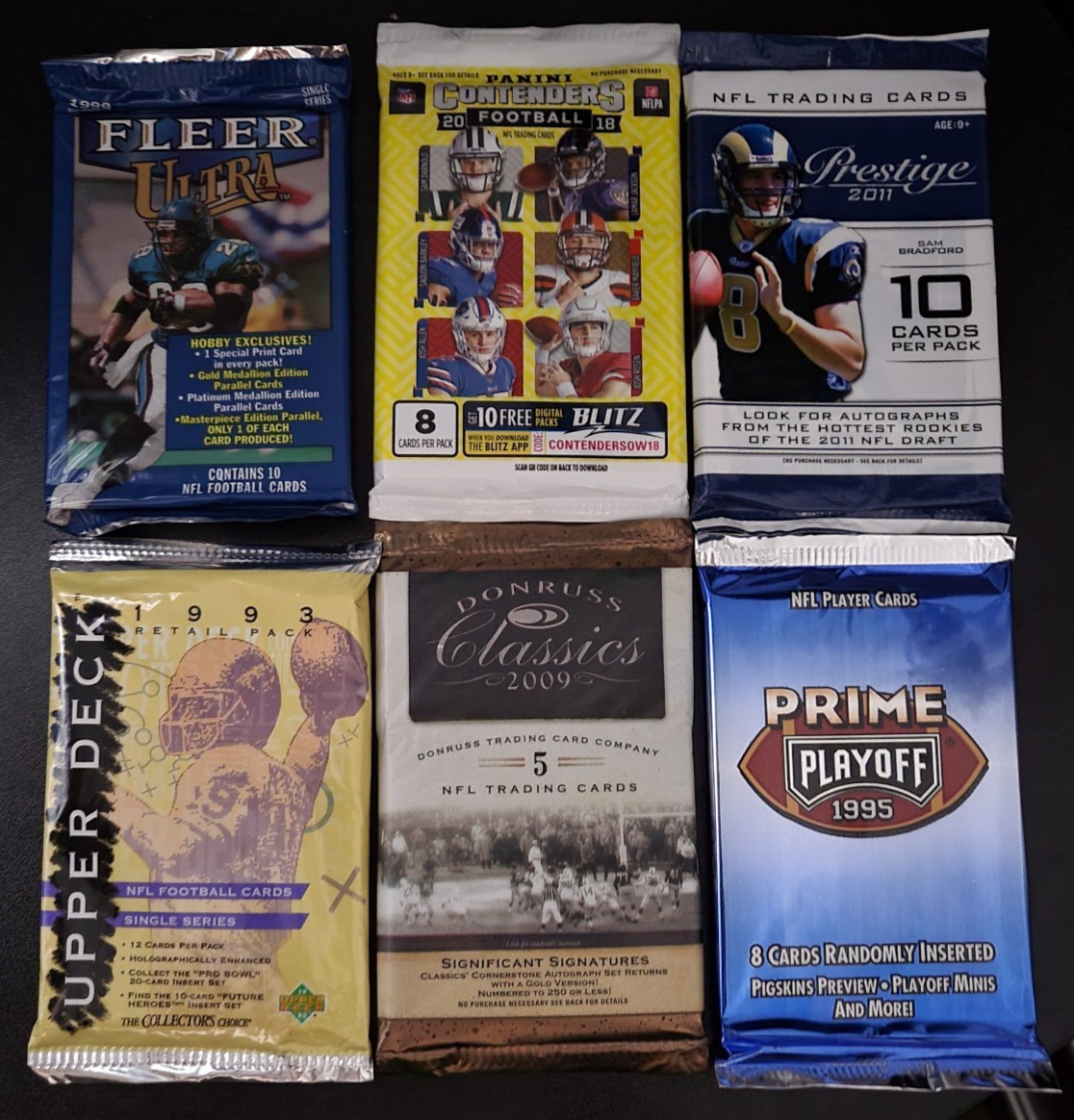 2018 – 1993 NFL Football 6 Mixed Pack Lot – Gift Idea! See Packs details within