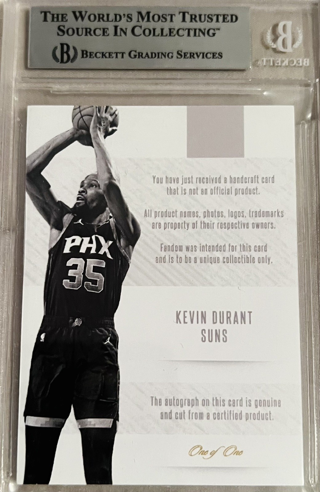 Kevin Durant 1/1 Autograph with Official KD Memorabilia. One of One Trading Card