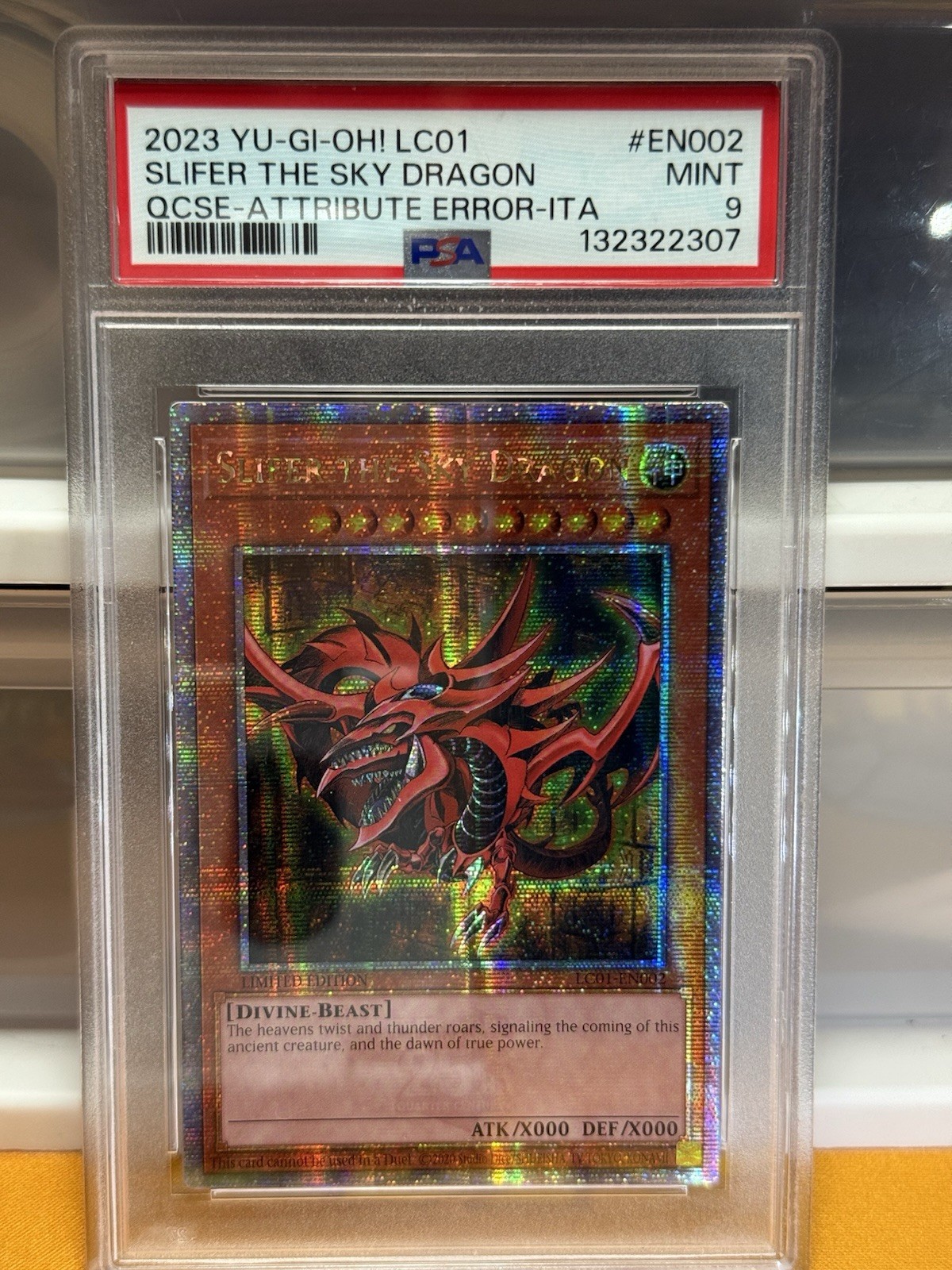 Yu-Gi-Oh Slifer the Sky Dragon Quarter Century Secret Rare PSA 9 Attribute Error