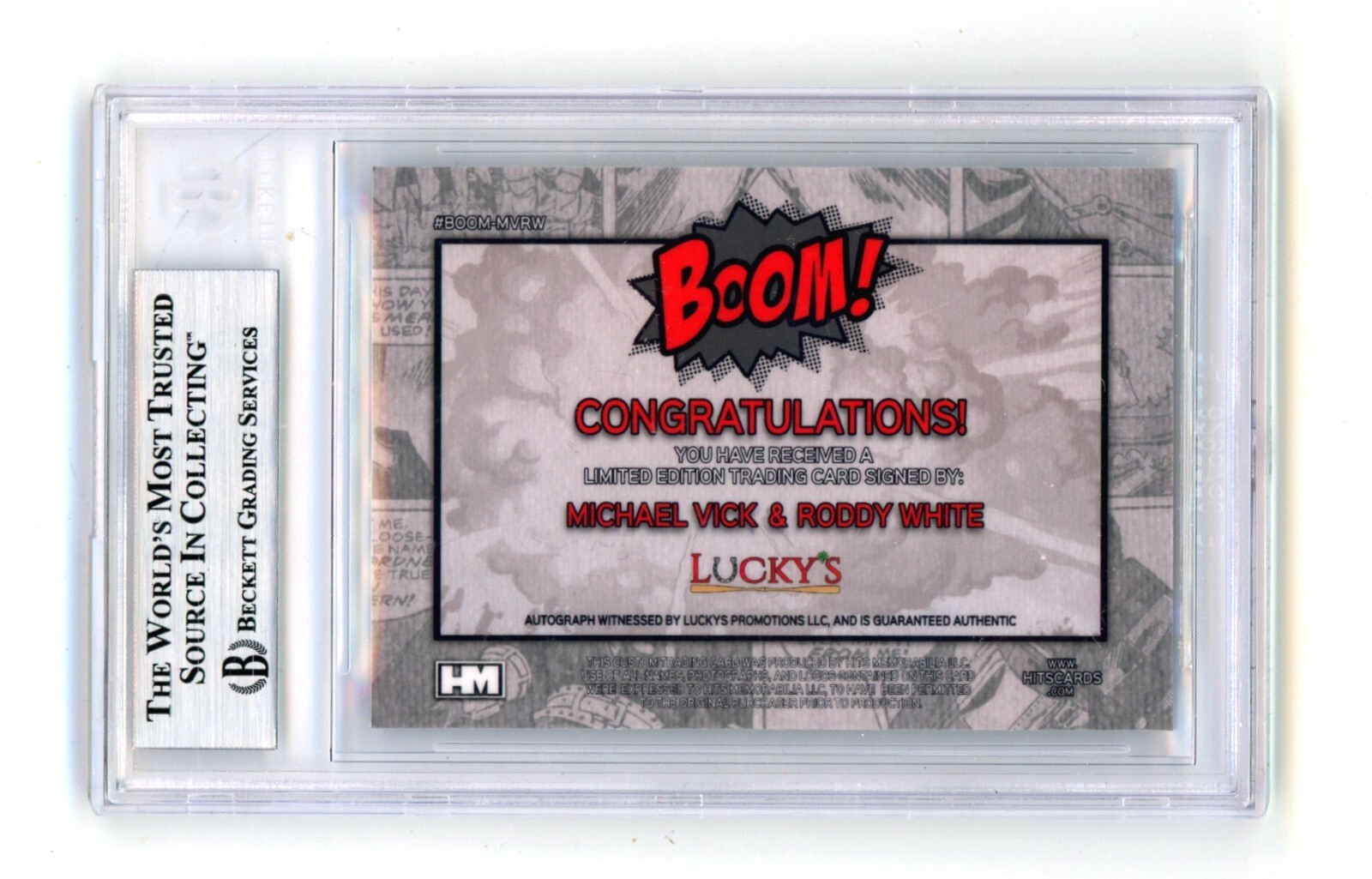 Mike Vick & Roddy White 2024 Hits Memorabilia BOOM Silver Signed BGS BAS Auto