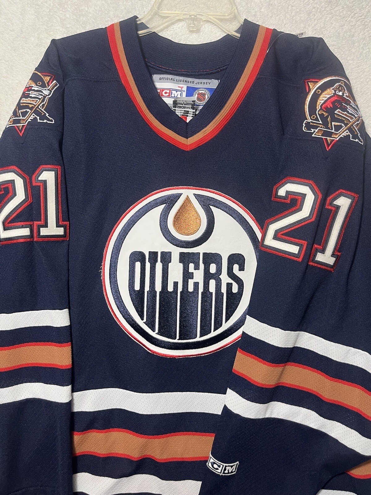 JASON SMITH EDMONTON OILERS CCM STANLEY CUP REPLICA JERSEY XXL NEVER WORN..