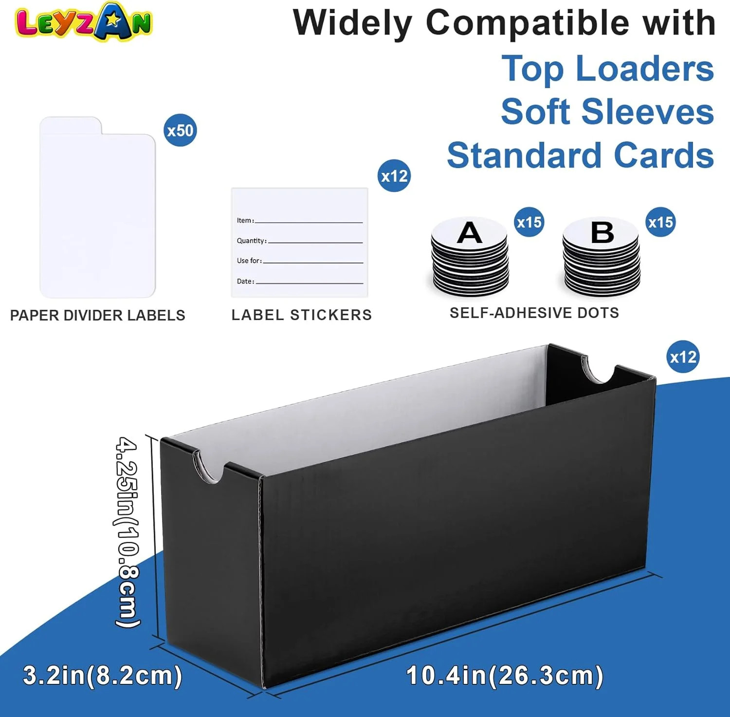 Trading Card Storage Box 12 Drawers Cardboard Organizer with Dividers for top lo