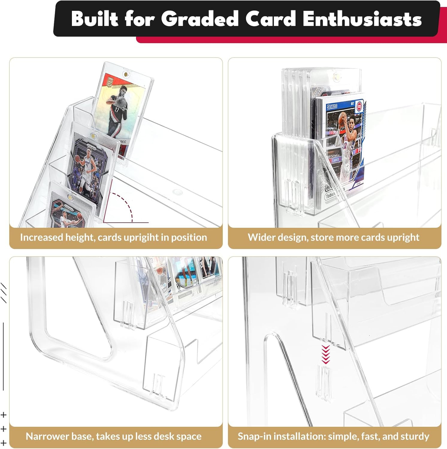 Trading Card Display Stand, 5 Tier Vertical Holder for Baseball Basketball Sport