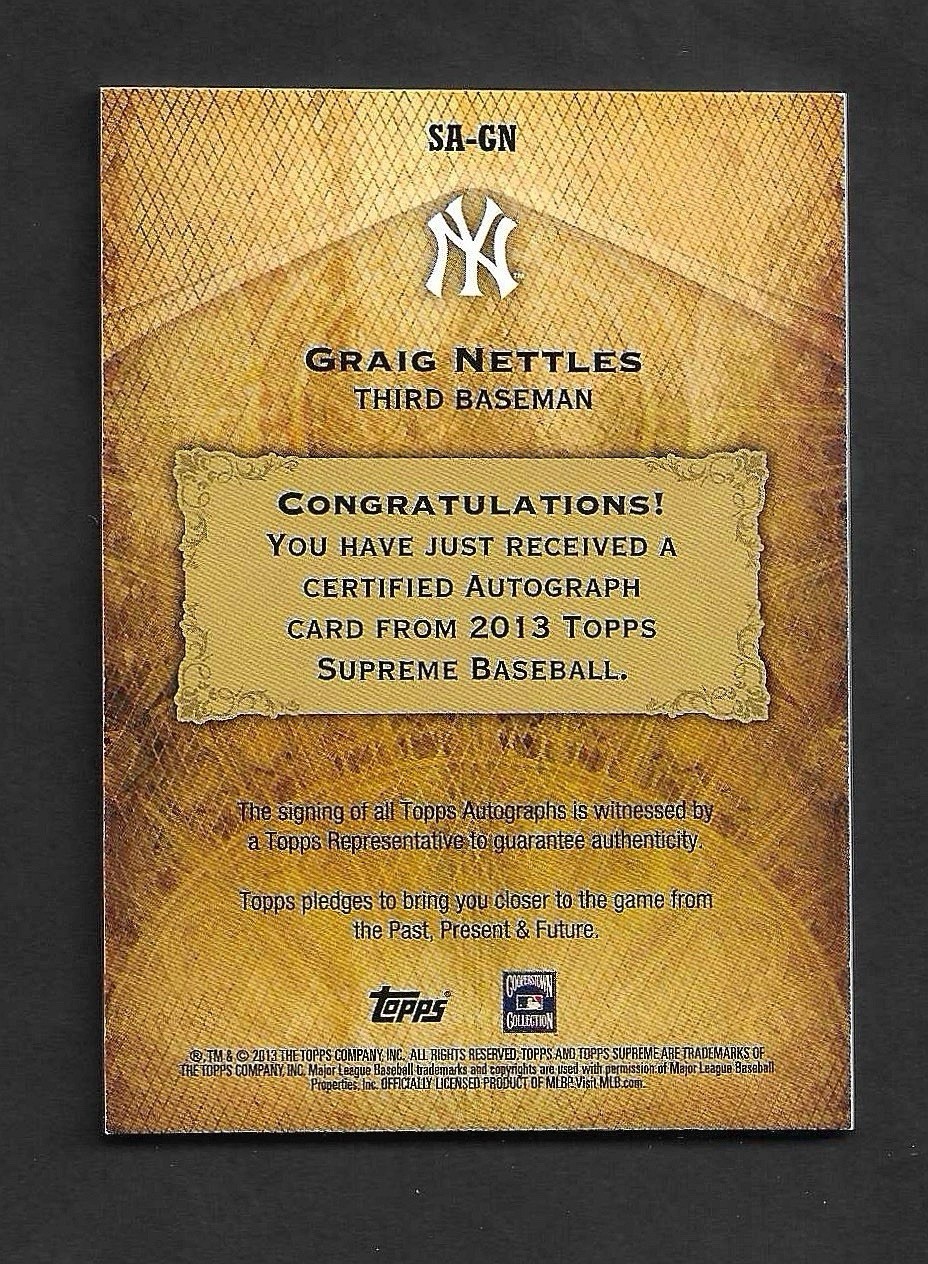 GRAIG NETTLES 2013 Topps Supreme Auto /50 Yankees