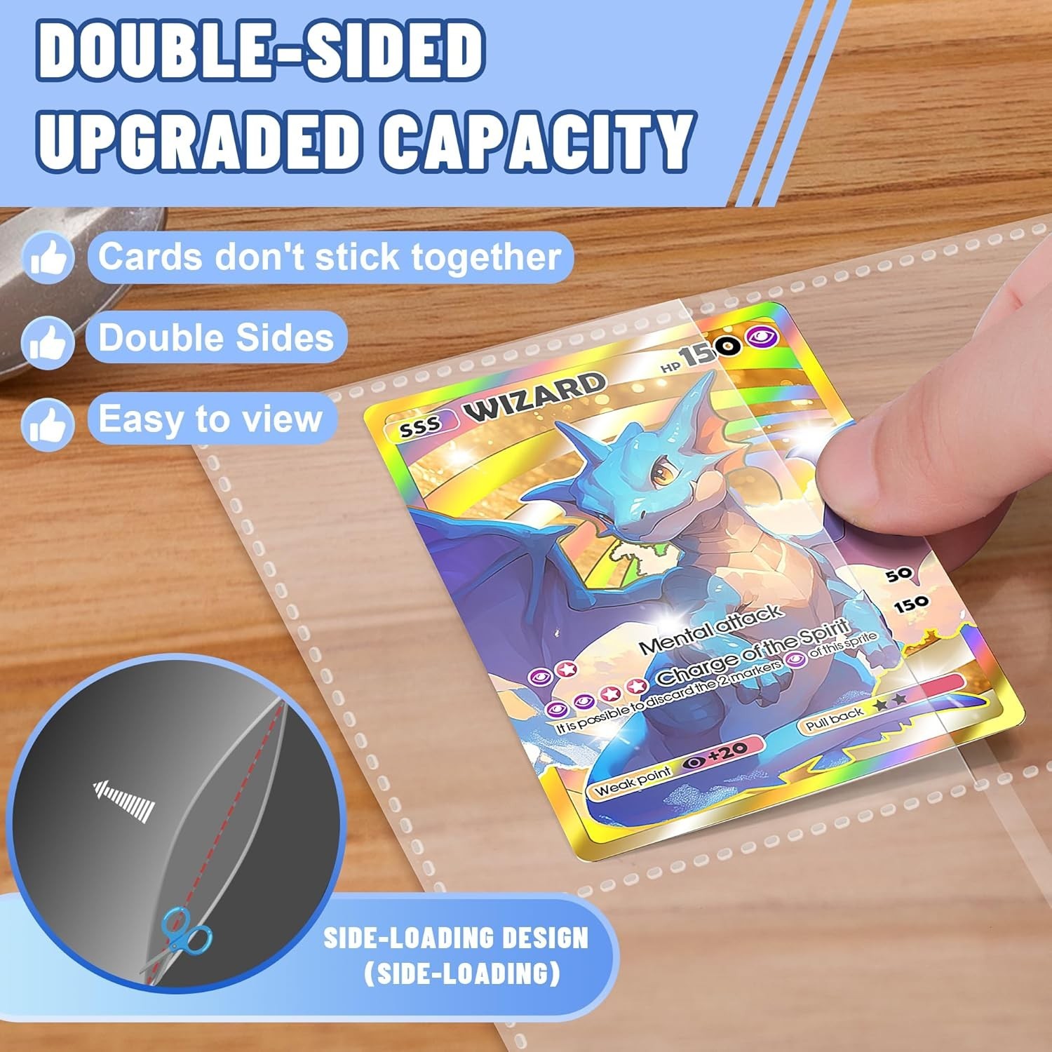 1800 Pockets Card Sleeves Binder Sheets, Double-Sided Trading Card Pages Sleeves